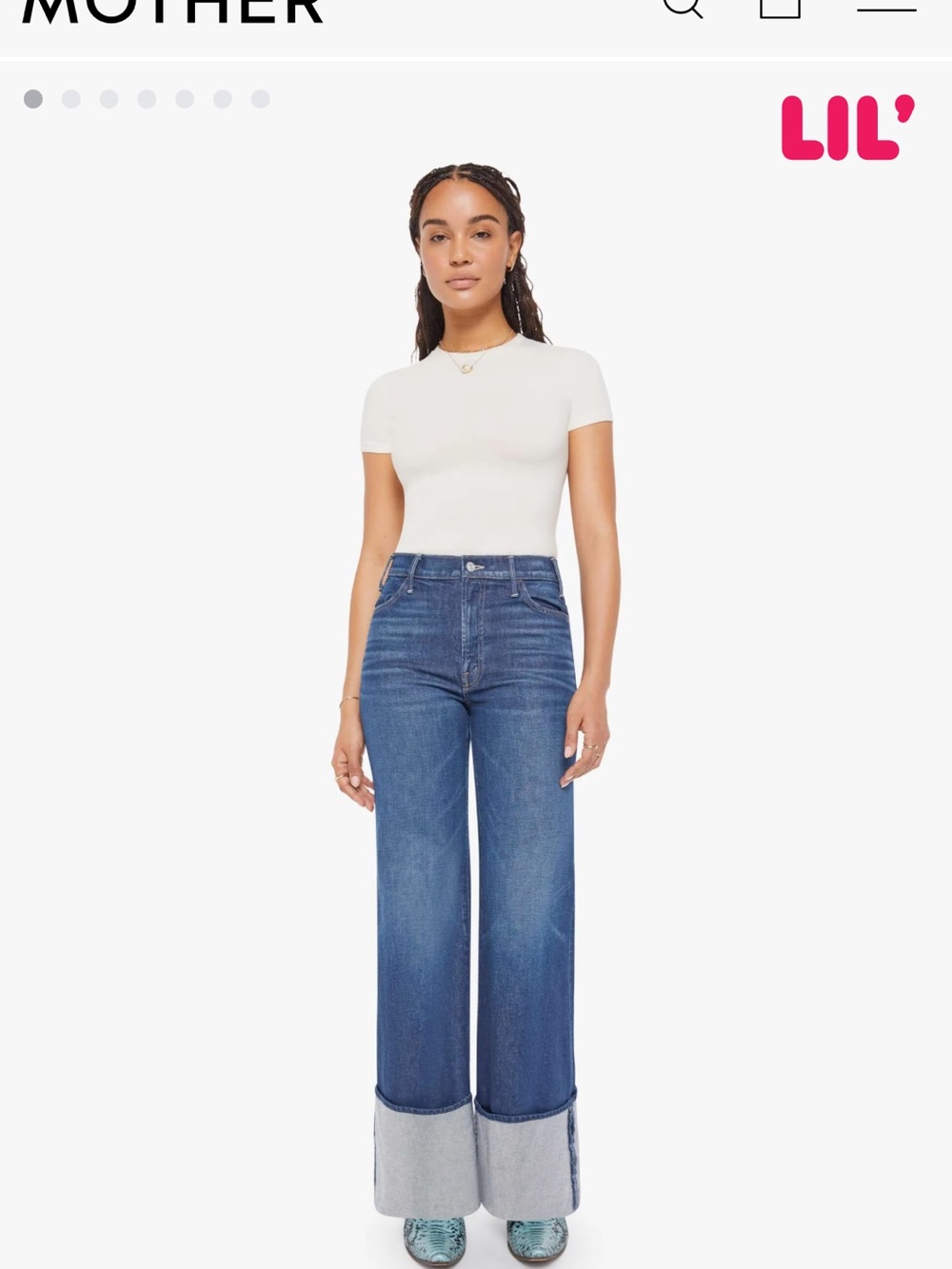 MOTHER Wide-Leg Flare Jeans in Dark Indigo - Picture 5 of 12